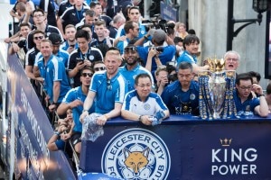 Leicester City Football Club with trophy